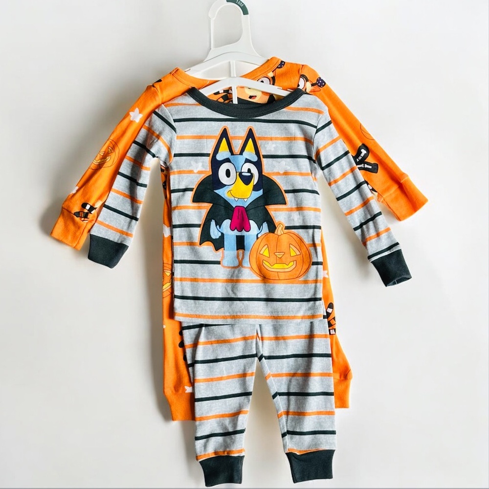 Toddler Boys' 4pc Snug Fit Bluey Halloween Pajama Set - Gray Size 18M NEW